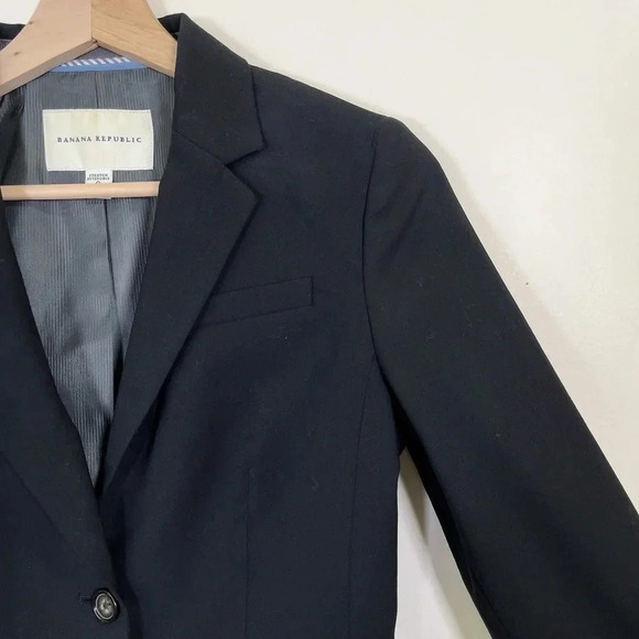 BANANA REPUBLIC | WOOL  BLEND BLACK BLAZER - Picture 5 of 15